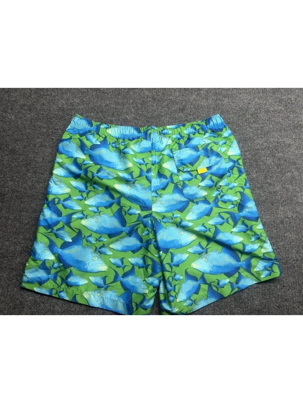 Y2K Polo Sport Ralph Lauren Fish Print Swim Trunks Men’s M Green Blue Resort